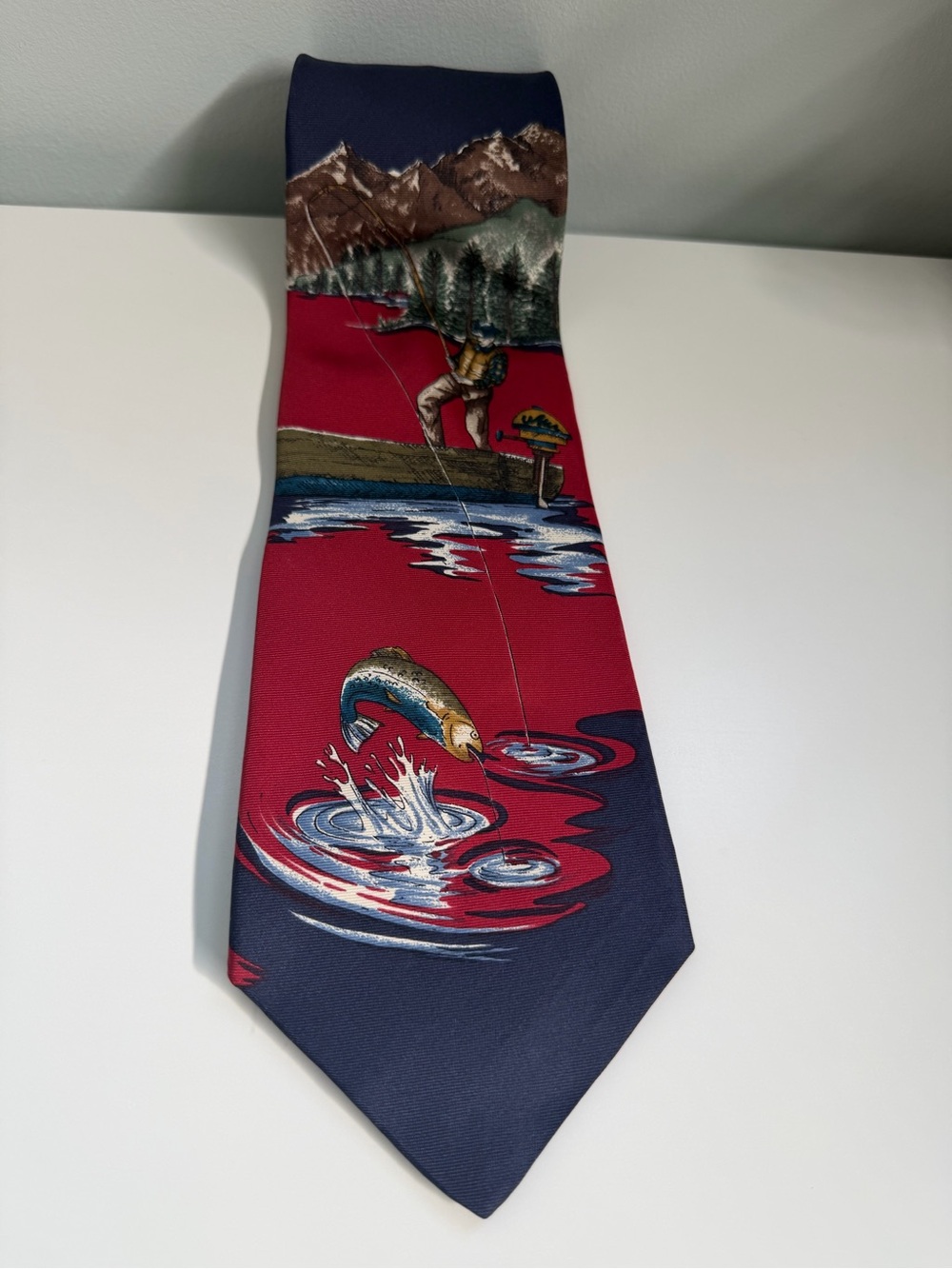 Rooster Western‎ Tie Fishing Trout Novelty Mens Silk Tie Outdoor Cabincore